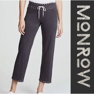 MONROW Studded Sweatpant Crop Sweats Gray Y2K Lounge XS $250 EUC designer